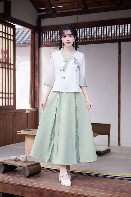 Lookbook Series Plus Size Printing Hanfu 2581+2582 Green