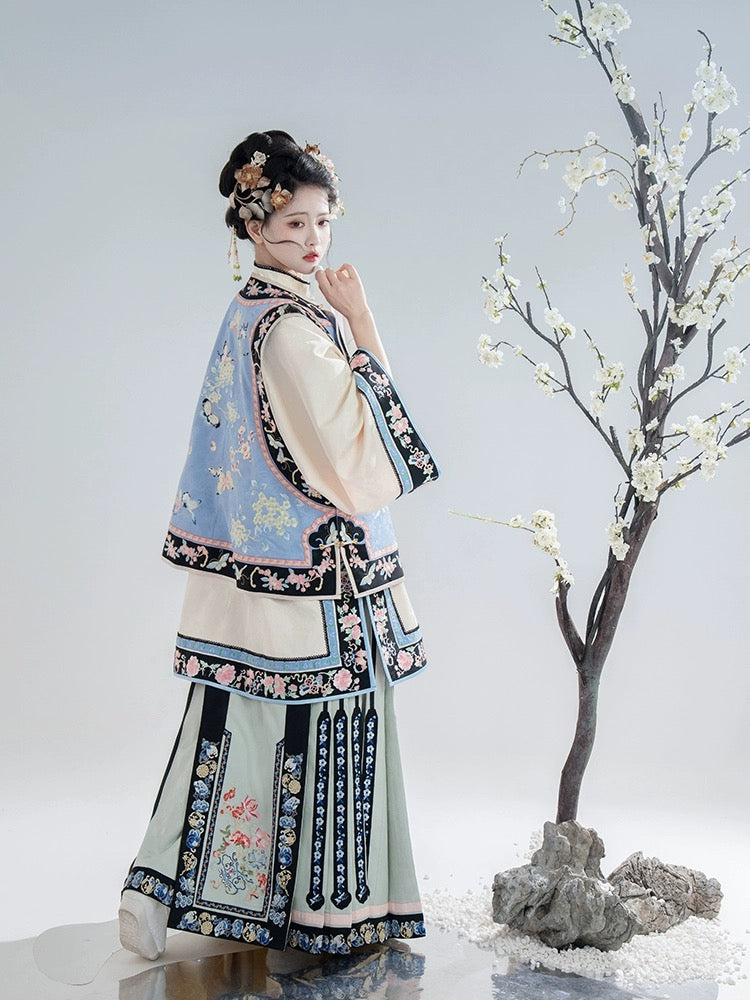 Embroidered Qing Dynasty Traditional Hanfu Qipao Cheongsam Dress Skirt, gifts for women 2024