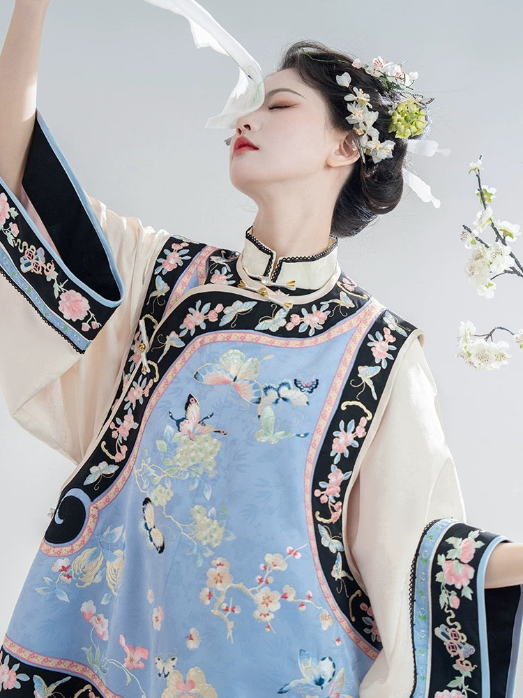 Embroidered Qing Dynasty Traditional Hanfu Qipao Cheongsam Dress Skirt, gifts for women 2024