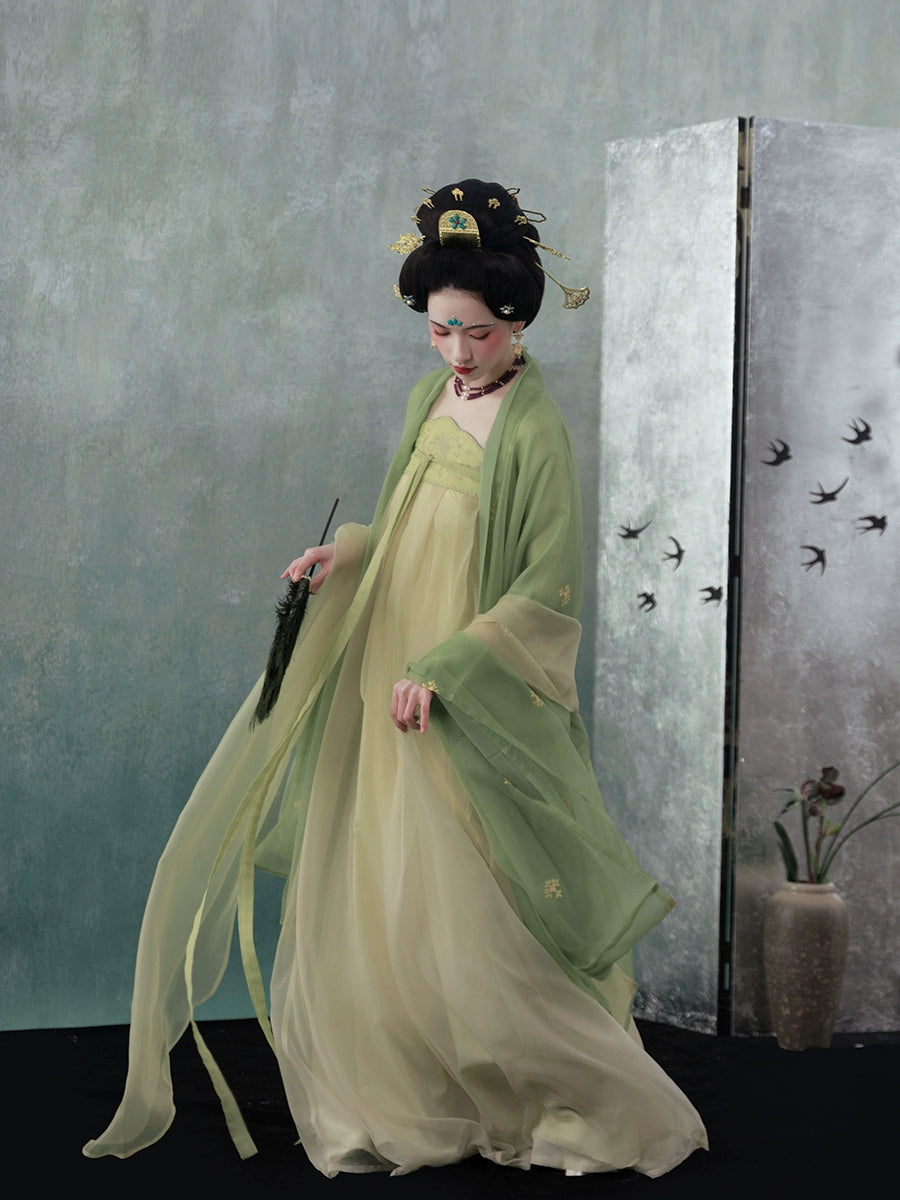 Shangyao Retreat Series Cyan Gradient Song Hanfu