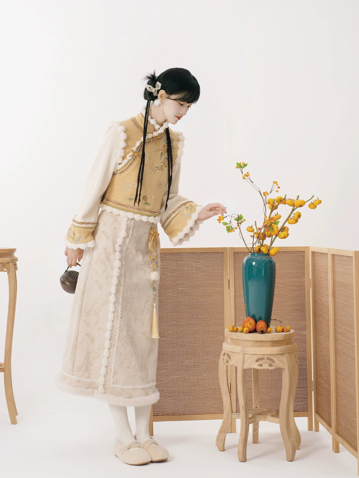 Lookbook Series Ethnic Winter Hanfu White Jade Loquat