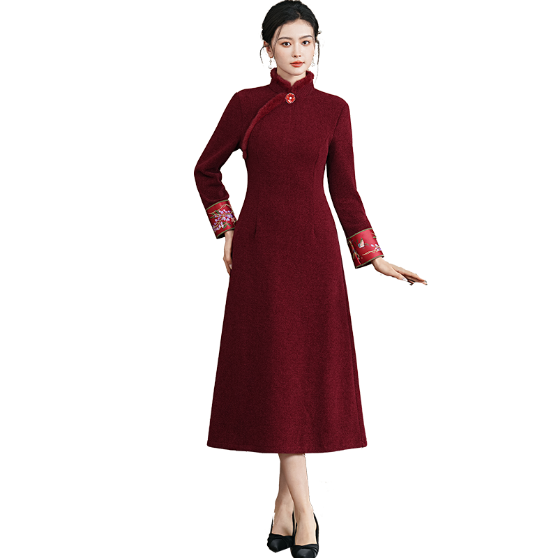 Plus Size Silk Autumn Winter Cheongsam Qipao 12