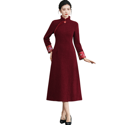 Plus Size Silk Autumn Winter Cheongsam Qipao 12