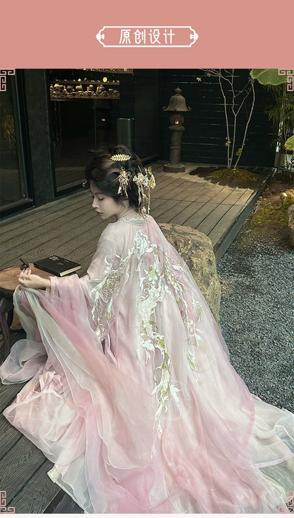 Mythology Series Pink Spirit Dragon Embroidered Myrobalan Skirt Hanfu