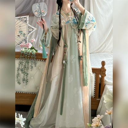 LOOKBOOK SERIES Tang Dynasty Green Blue Shirt Hanfu