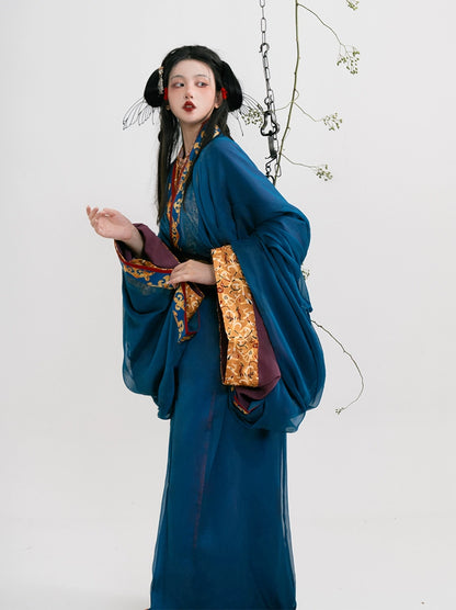 Warring States period robe Hanfu straight Hem Trailing Dress 登高