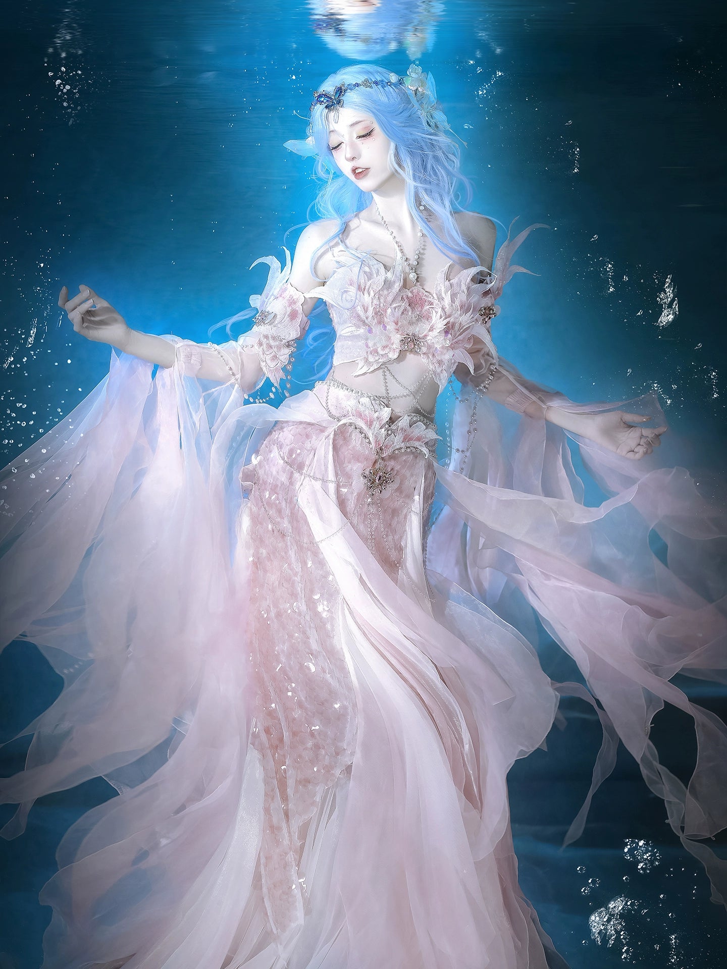 Exotic Series Blush Mermaid Hanfu Dress
