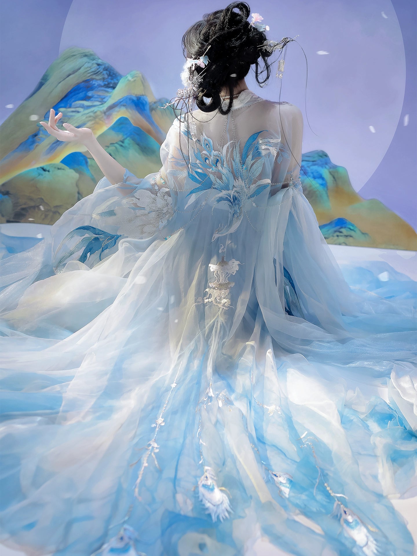 Mythology Series Azure Plume Embroidered Myrobalan Skirt Hanfu