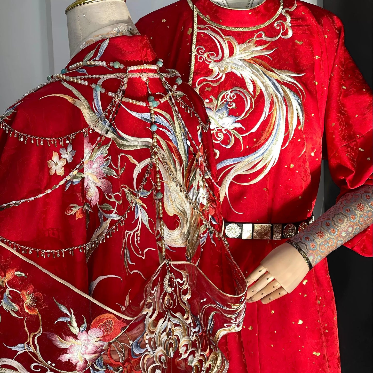 Haute Couture Series Woven Fabric Embroidered Hanfu Qing Huan Royal Phoenix Groom