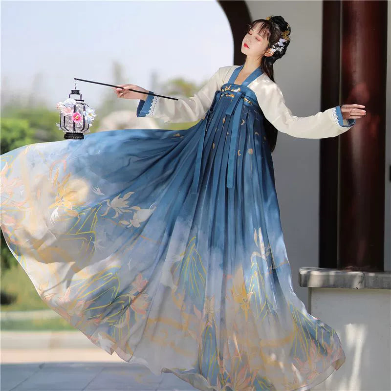 Original Hanfu Jinse Mingchuan Printing, dyeing and embroidery SET