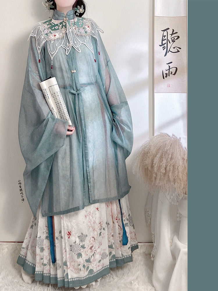 LOOKBOOK SERIES Ming Dynasty Horse Face Skirt Light Blue Set