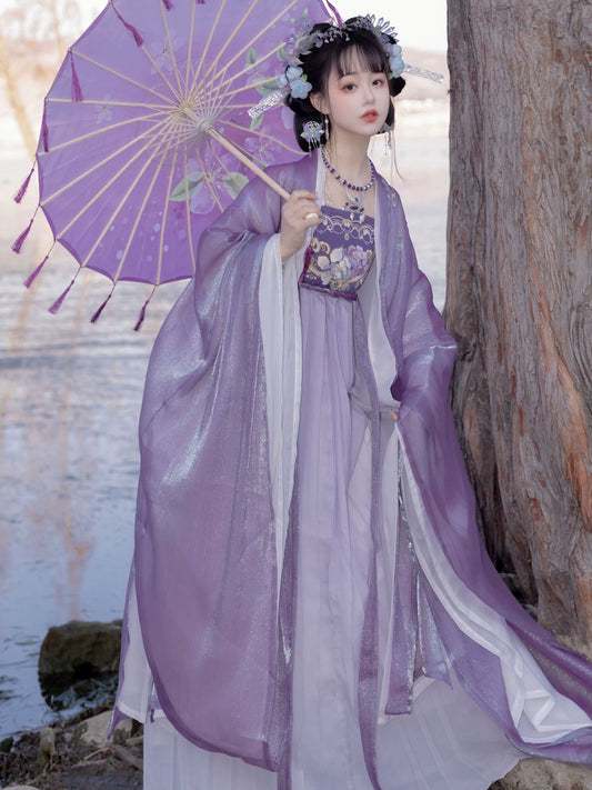 One piece HEZI SKIRT Hanfu women Double layer sleeves