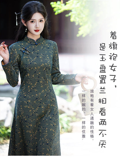 Plus Size Silk Autumn Winter Cheongsam Qipao 20