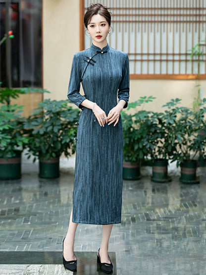 Plus Size Silk Autumn Cheongsam Qipao 23