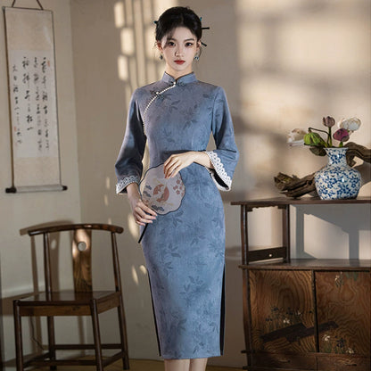 Plus Size Silk Autumn Cheongsam Qipao 32