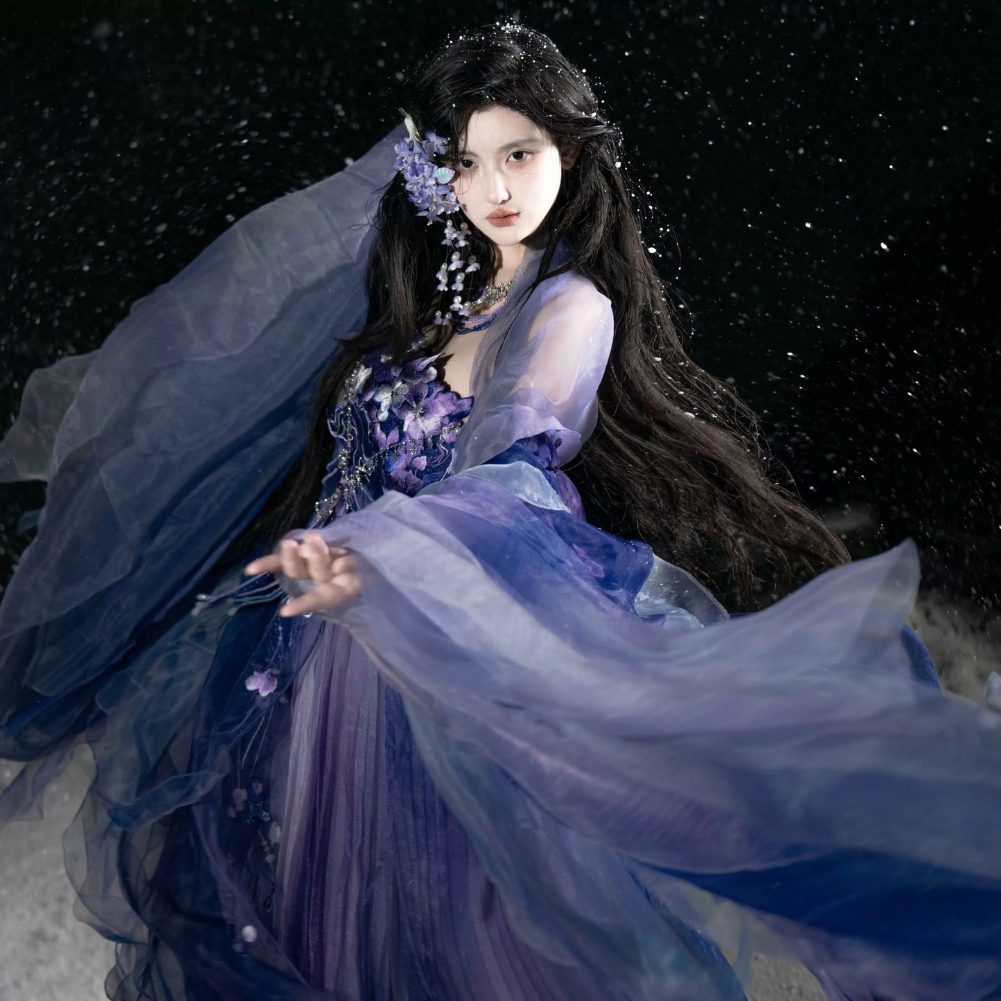 Haute Couture Series Woven Fabric Embroidered Hanfu Qing Huan Violethorn Tang