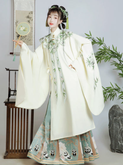 LOOKBOOK SERIES Ming Dynasty Horse Face Skirt Green Beige Set