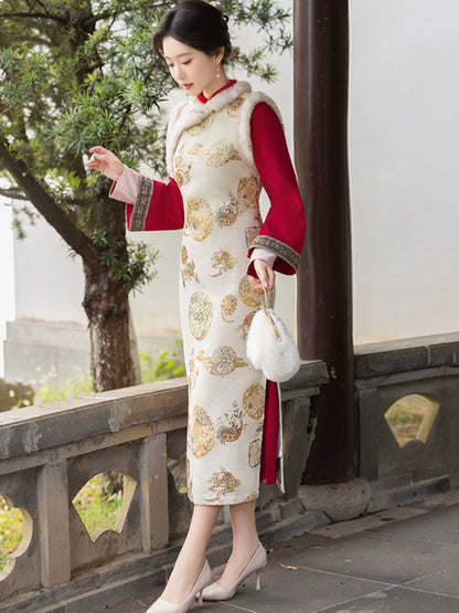 Plus Size Silk Autumn Winter Cheongsam Qipao 2