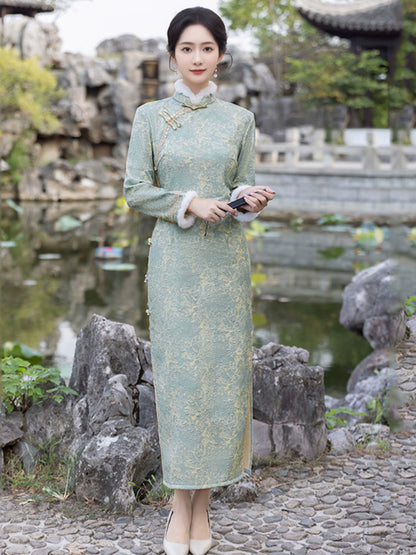 Plus Size Silk Autumn Winter Cheongsam Qipao 7