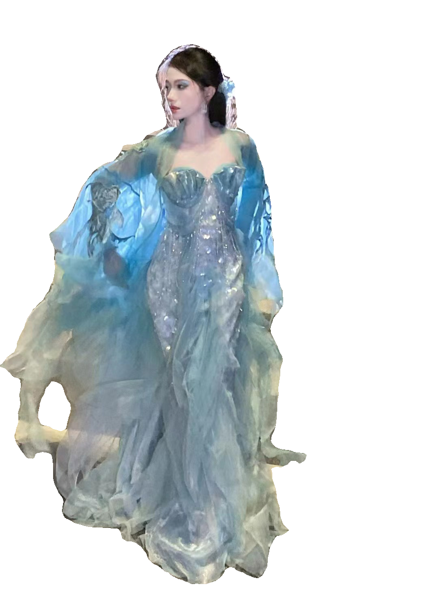 Oriental Aesthetics Series Blue Mermaid Dancing Hanfu Dress