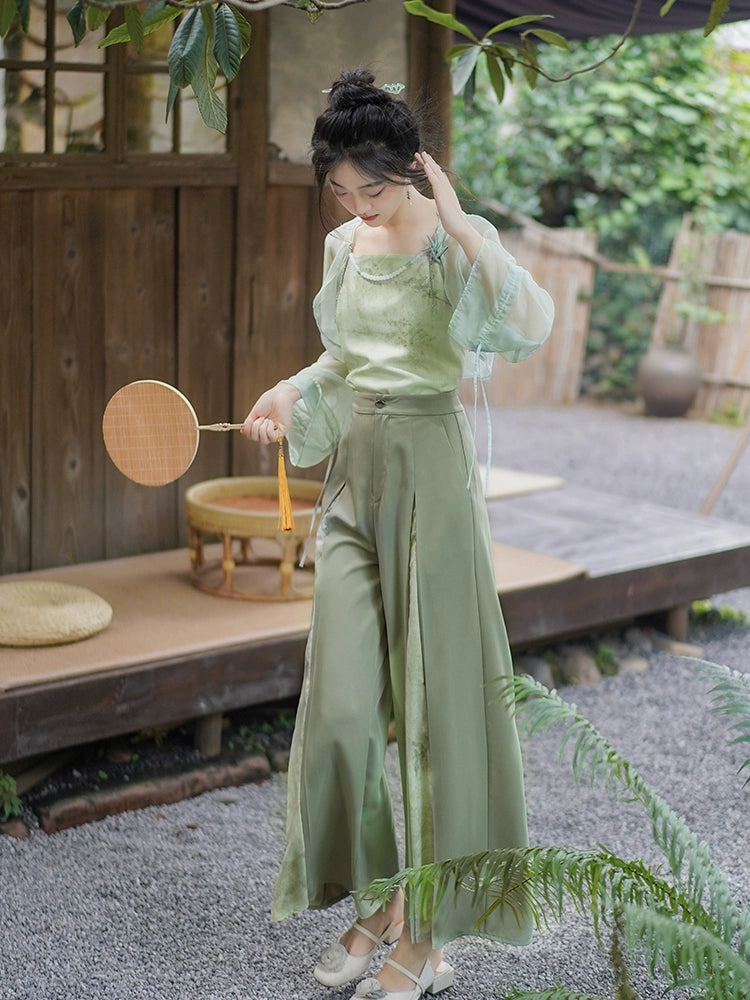 Flower Poetry Pants Suit Daily Song Dynasty Hanfu for women