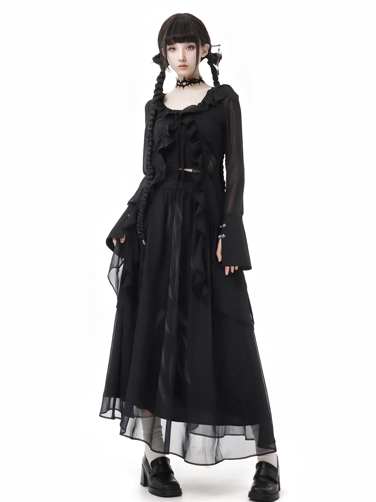 New Chinese Style Mix Slim Skirt Willow Suit