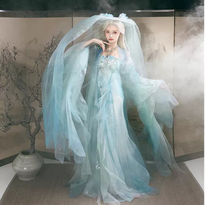 Haute Couture Series Woven Fabric Embroidered Hanfu Qing Huan Verdantfox Tang