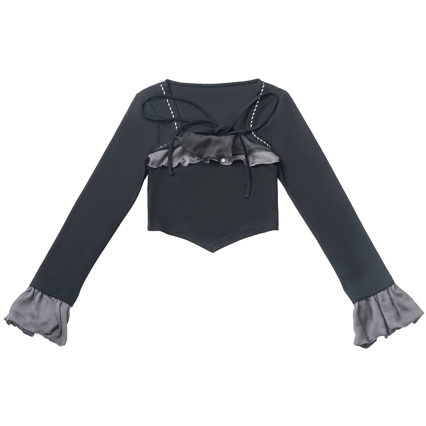 New Chinese Style Mix Slim Skirt Black Salt Suit