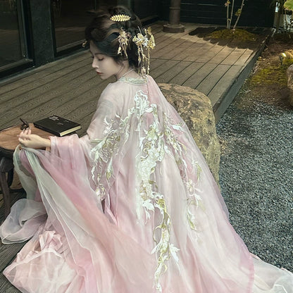 Mythology Series Pink Spirit Dragon Embroidered Myrobalan Skirt Hanfu