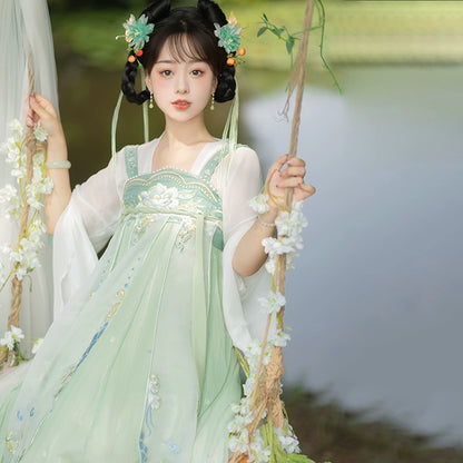 LOOKBOOK SERIES Tang Dynasty Green Blue Shirt Hanfu