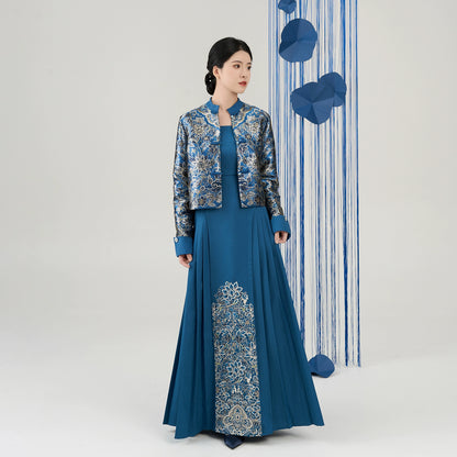 Weaving Modern Hanfu Glazed Blue Branch