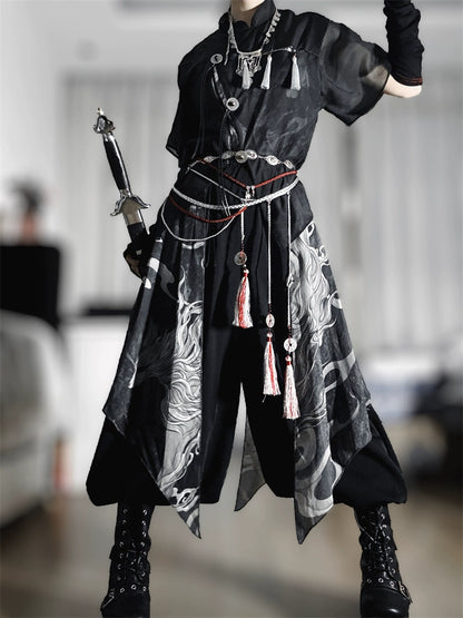 Flower Poetry Ink Shadow Men Unisex Hanfu