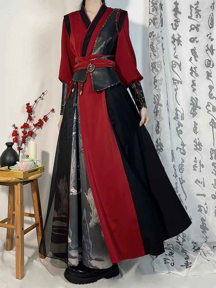 Flower Poetry Red Flame Men Unisex Hanfu