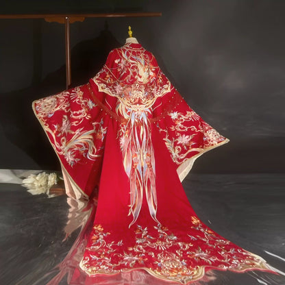 Haute Couture Series Woven Fabric Embroidered Hanfu Qing Huan Royal Phoenix Bride