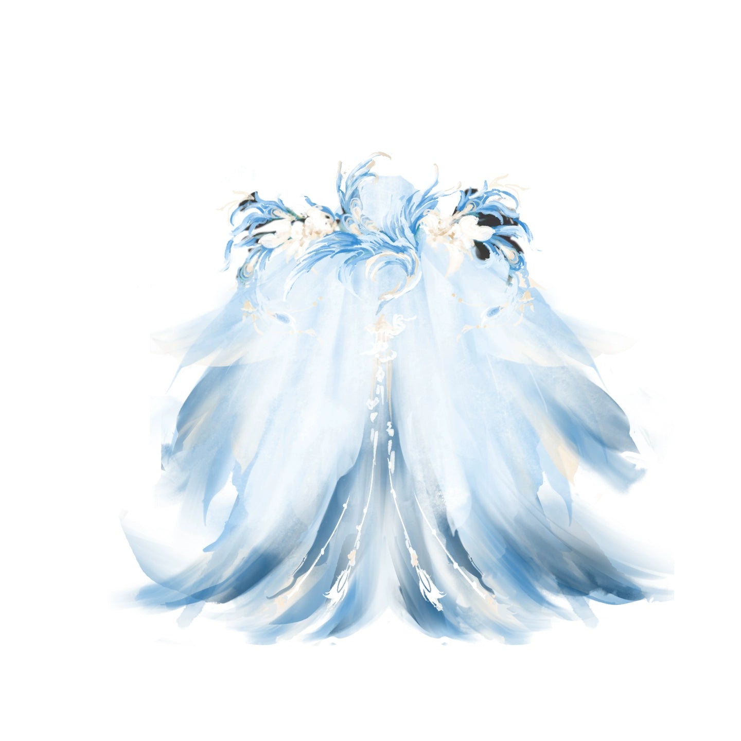 Mythology Series Azure Plume Embroidered Myrobalan Skirt Hanfu