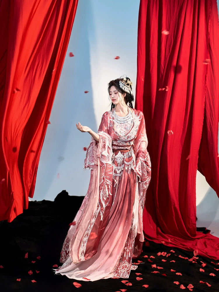 Ethereal Dreamscape Series Supreme Hanfu-Crimson Plumed Moonlight