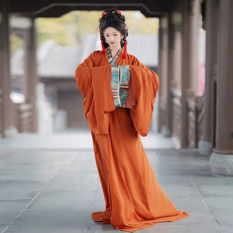 Qin Han Warring States period Robe Hanfu straight Hem