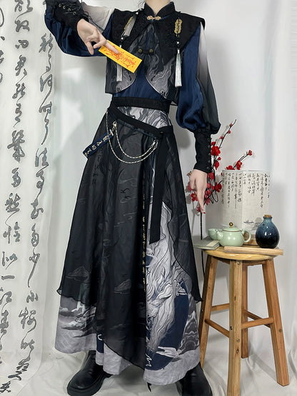 Flower Poetry Martial Arts Style Unisex Hanfu