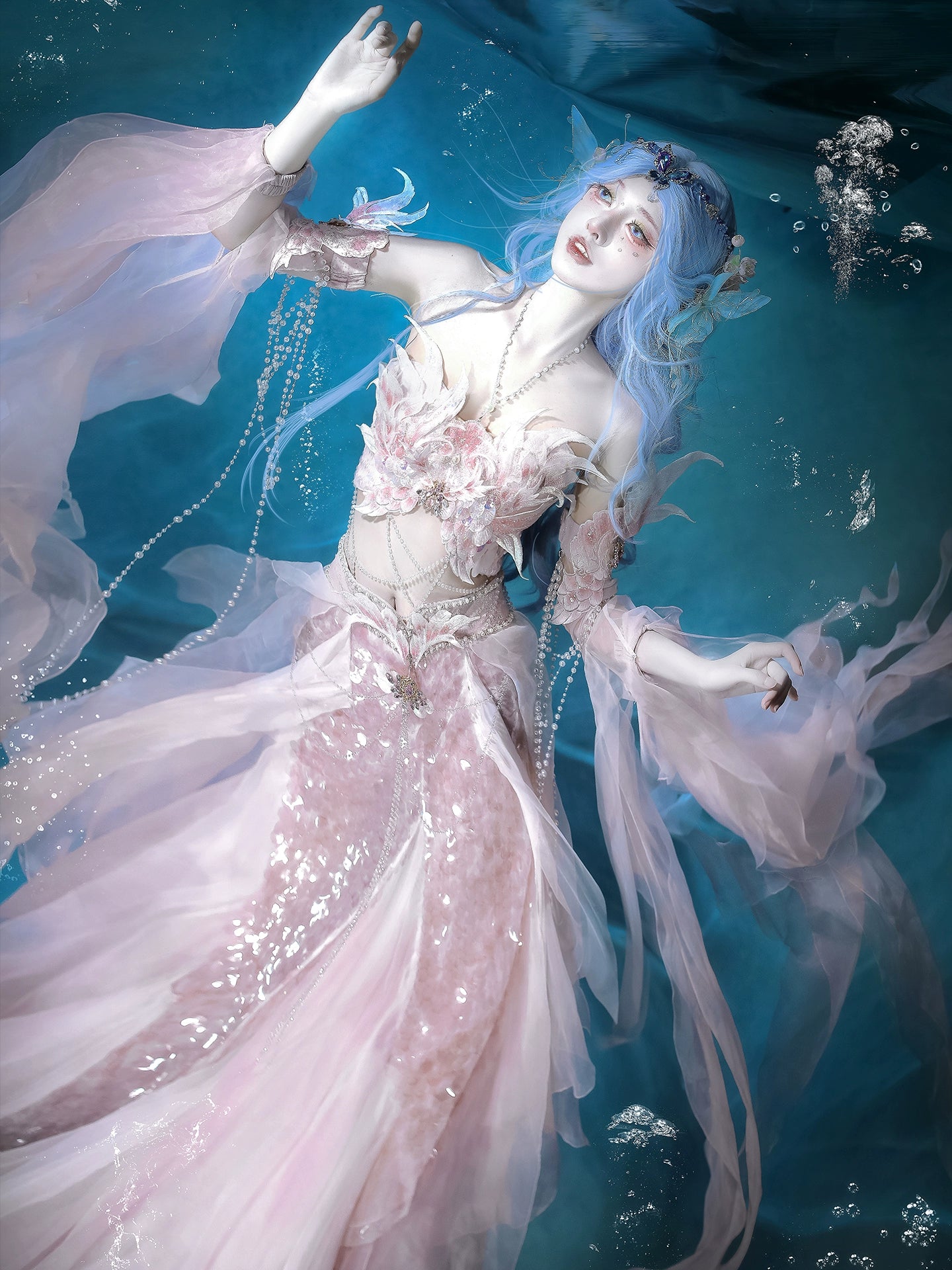 Exotic Series Blush Mermaid Hanfu Dress