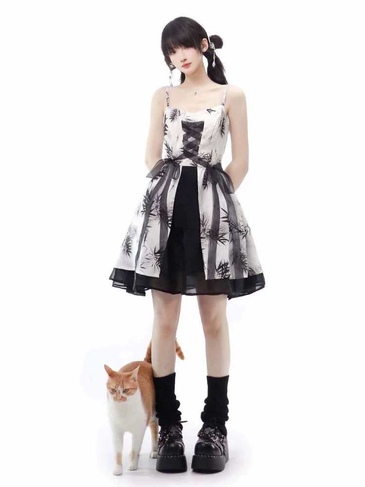 New Chinese Style Mix Slim Skirt Qianye Suit