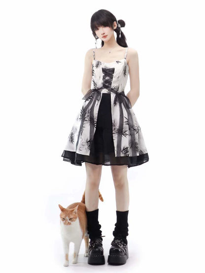 New Chinese Style Mix Slim Skirt Qianye Suit