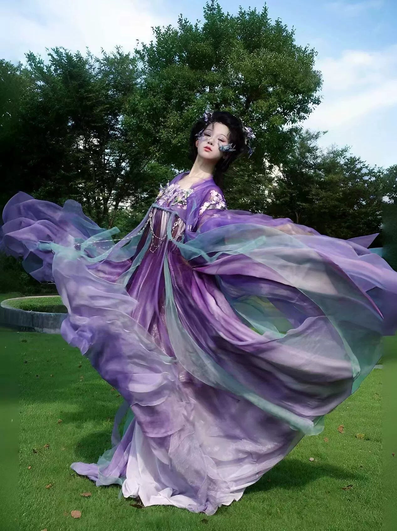 Oriental Aesthetics Series Gladdon Flowers Dancing Hanfu Dress