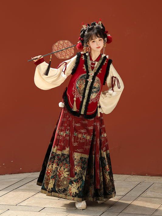 Han Element Series 2025 Hanfu Horse-Face Skirts Cherry