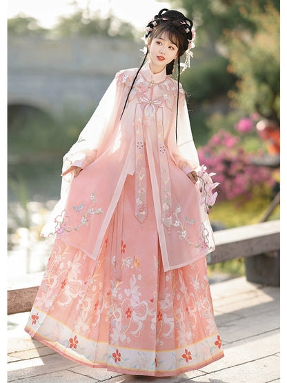 LOOKBOOK SERIES Ming Dynasty Horse Face Skirt Pink Blue Set