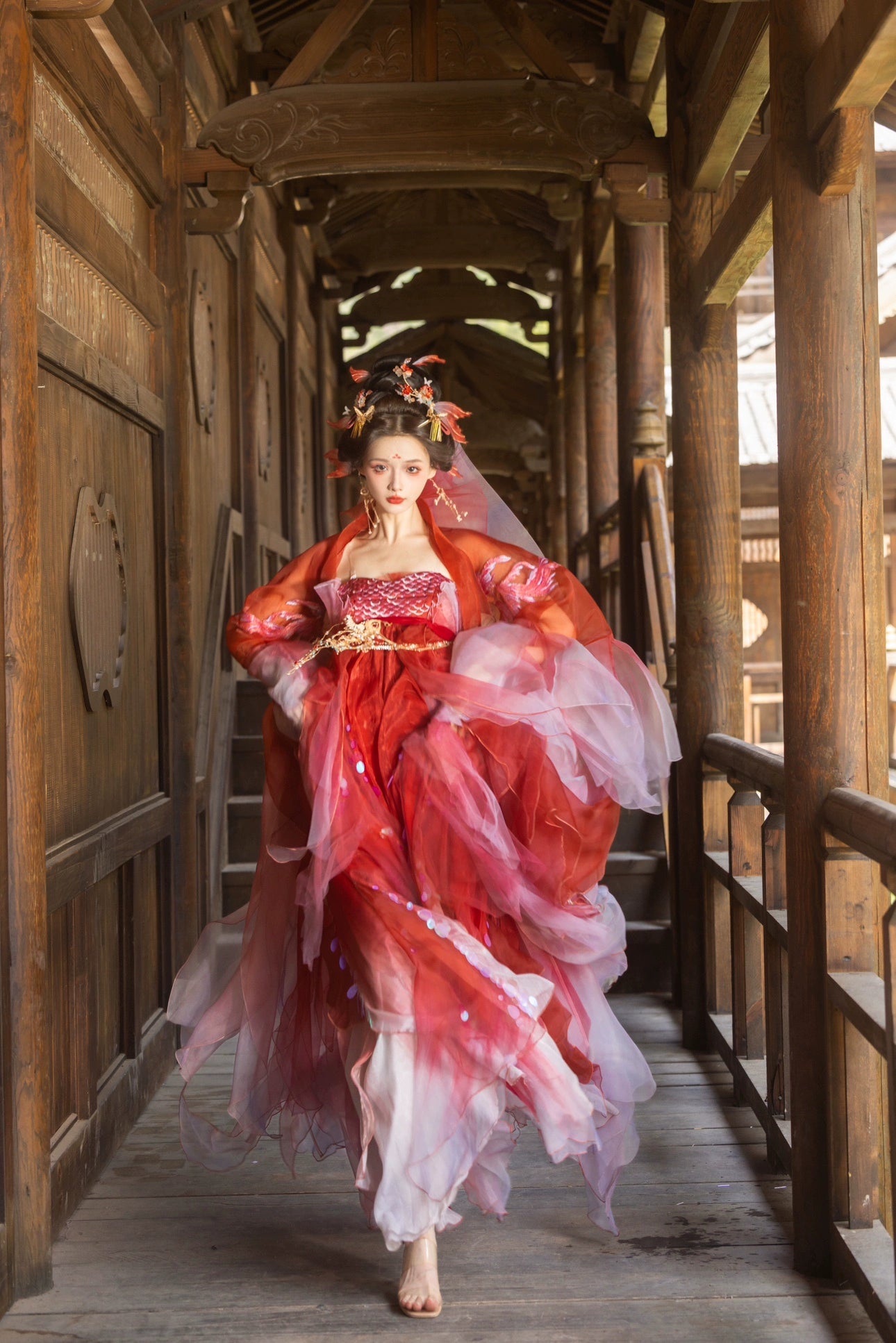 Oriental Aesthetics Series Scarlet Face Dancing Hanfu Dress