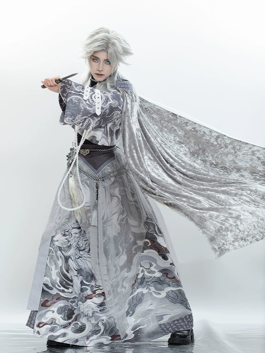 Flower Poetry White Tiger Men Unisex Hanfu