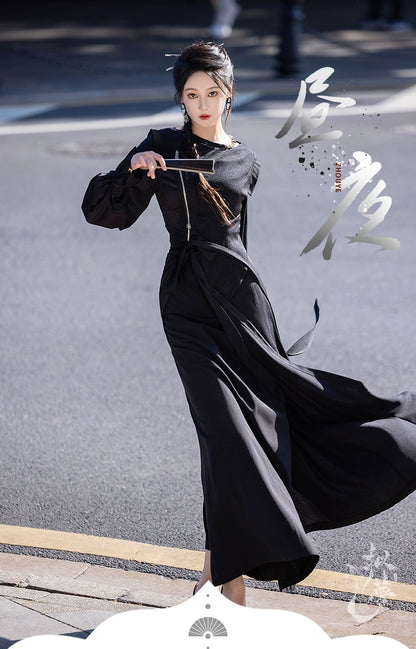 Dreams Night Chinese Style Black Hanfu