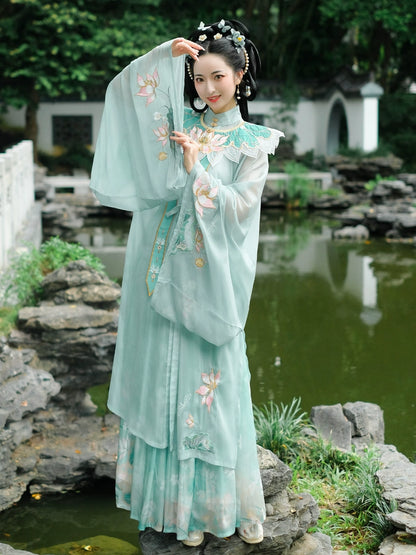 LOOKBOOK SERIES Ming Dynasty Horse Face Skirt Pale Blue Set