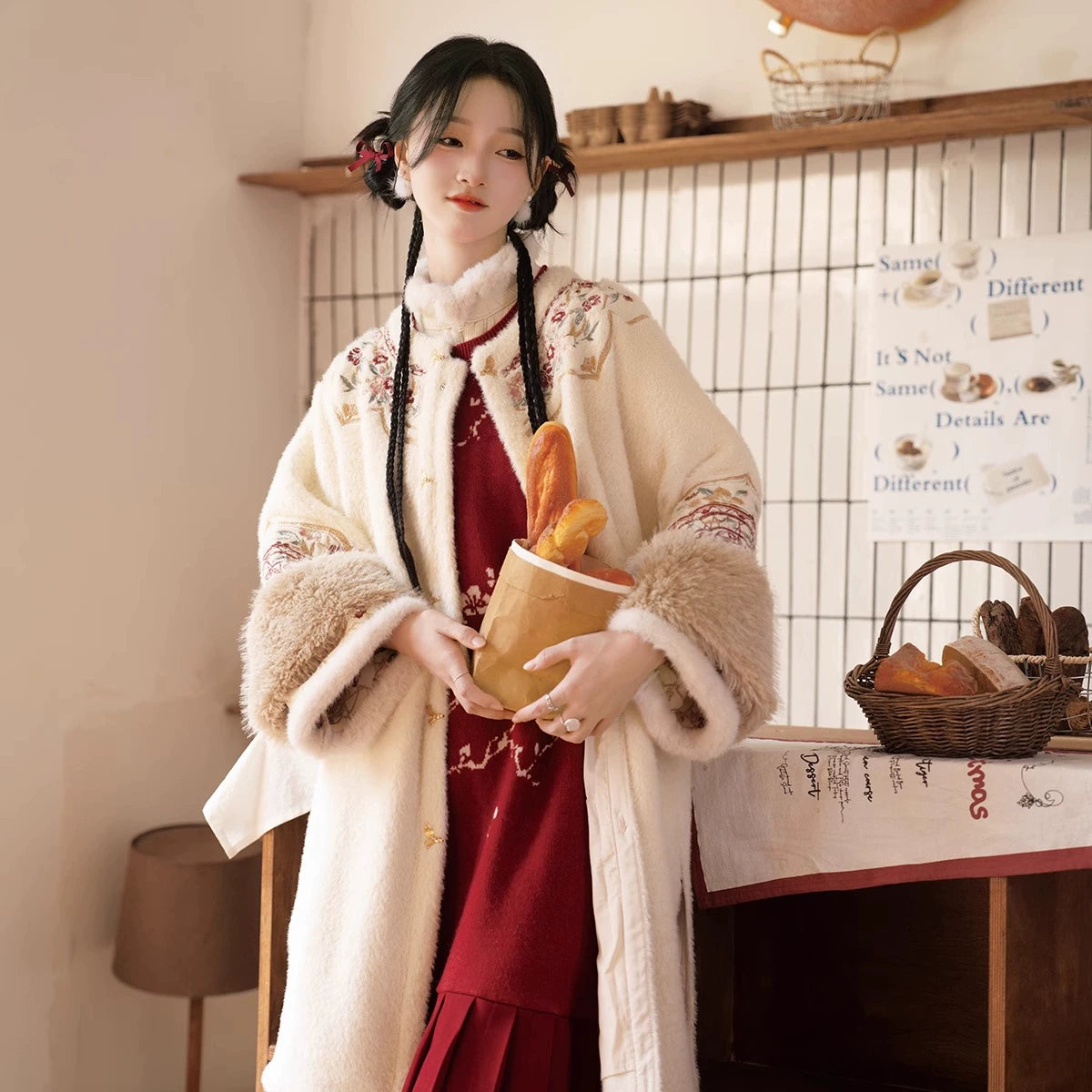 Lookbook Series Ethnic Winter Hanfu Bisque Hong Mei