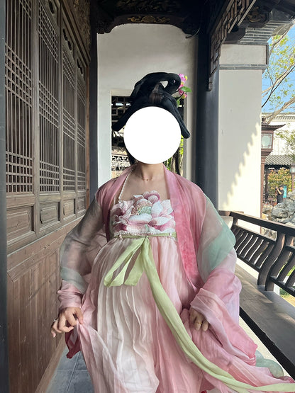 Lotus Hanfu Improved summer style Myrobalan Skirt